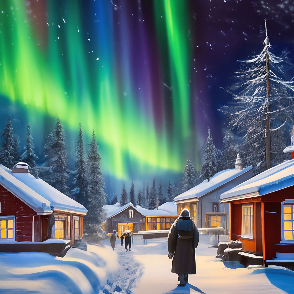 Норвегия зимой и северное сияние …» — создано в Шедевруме
