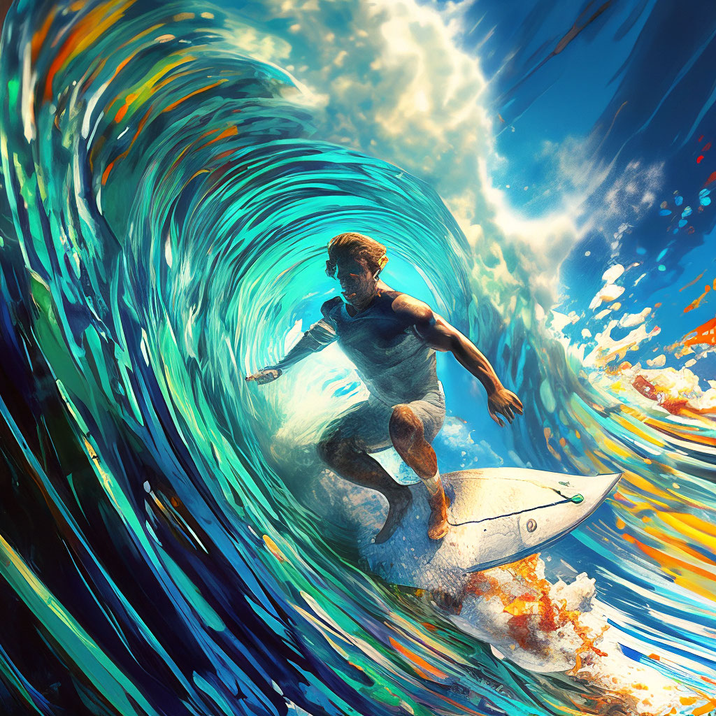 Серфингист в волне, океан, 5D Full…» — создано в Шедевруме