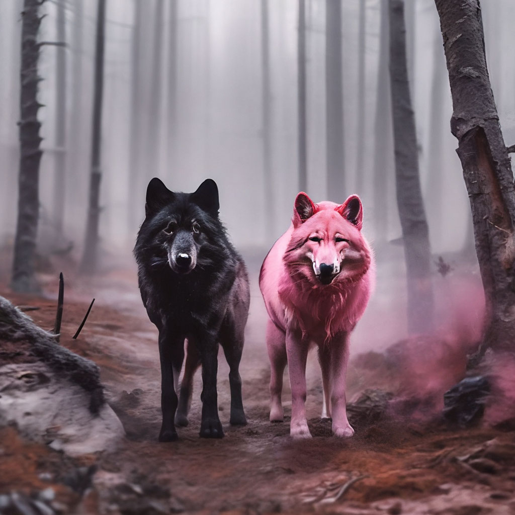 Pink And Black Wolf