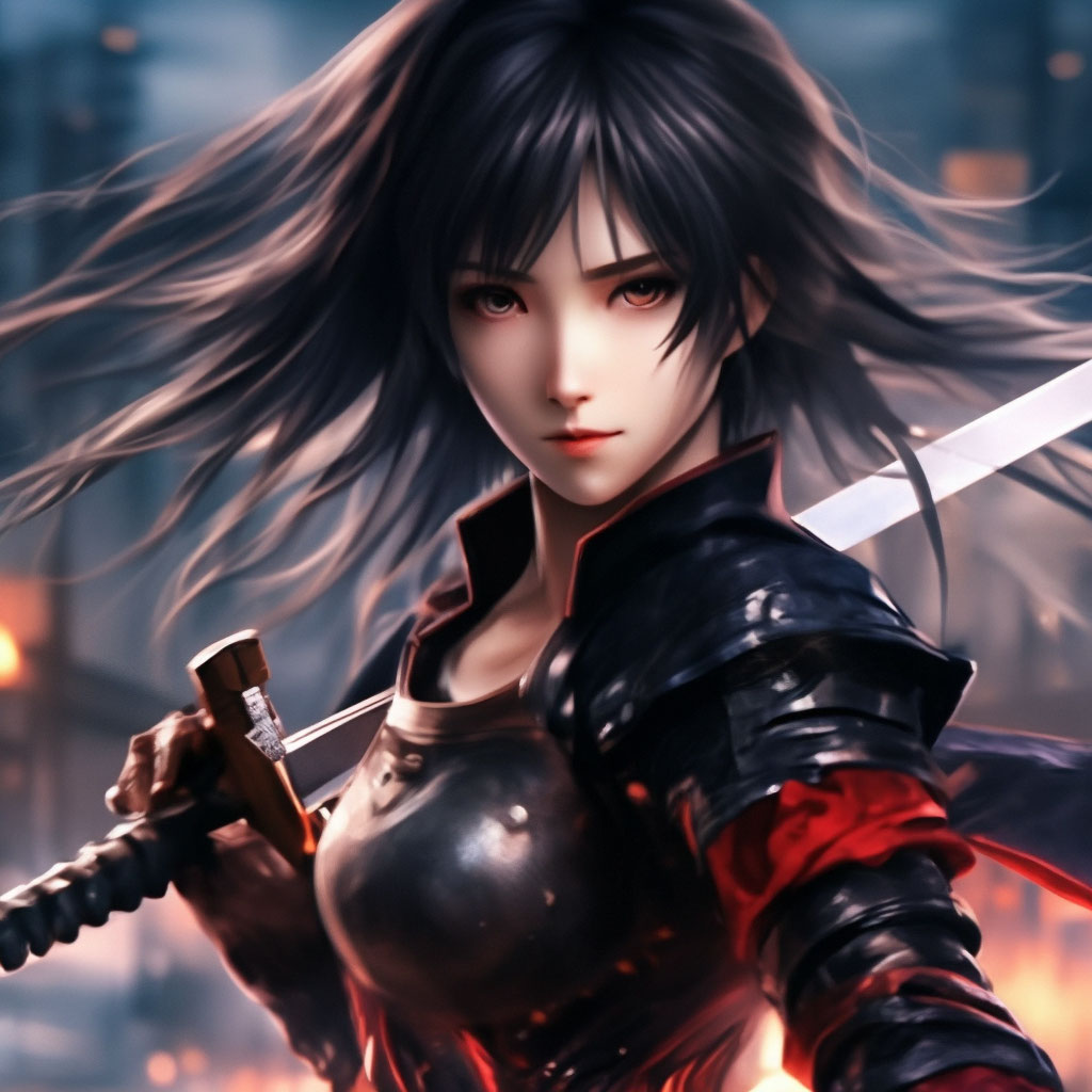 Девушка с мечом в аниме стиле