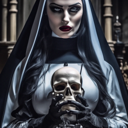 «Horror, dark fantasy, hypersexy, 𝘯𝘢𝘬𝘦𝘥 𝘴𝘦𝘹𝘺 𝘯𝘶𝘯, full body, full