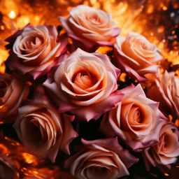 «A picture of an explosion of floral roses, shock waves and scattering ...