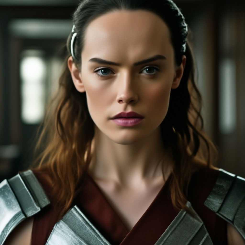 "Daisy ridley duct tape gagged" — image created in Shedevrum