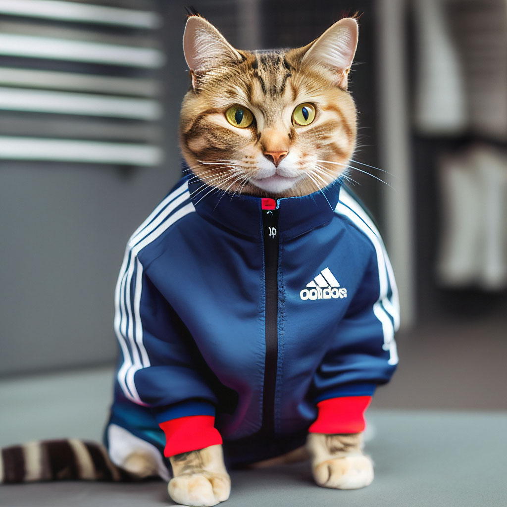 Cat in adidas tracksuit online