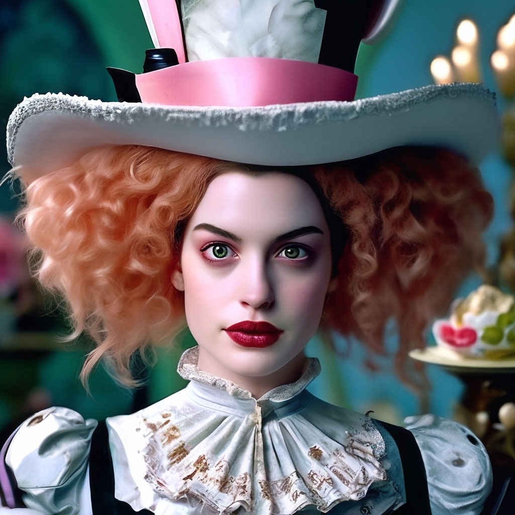 Энн хэтэуэй алиса в стране чудес фото "actress Anne Hathaway as the hatter." - image created in Shedevrum