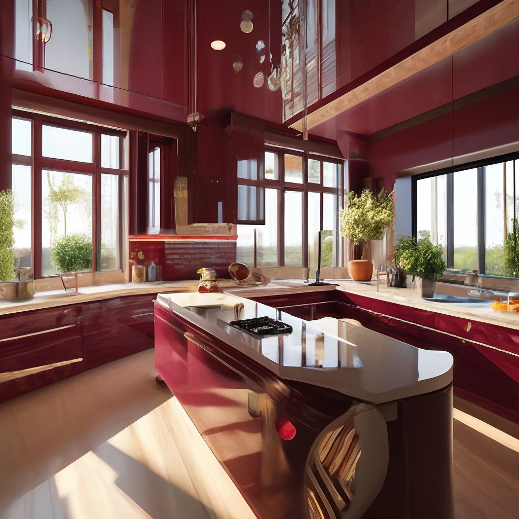 Кухни цвета Бордовый: фото в интерьере, заказать дизайн и кухонный гарнитур от производителя Мария