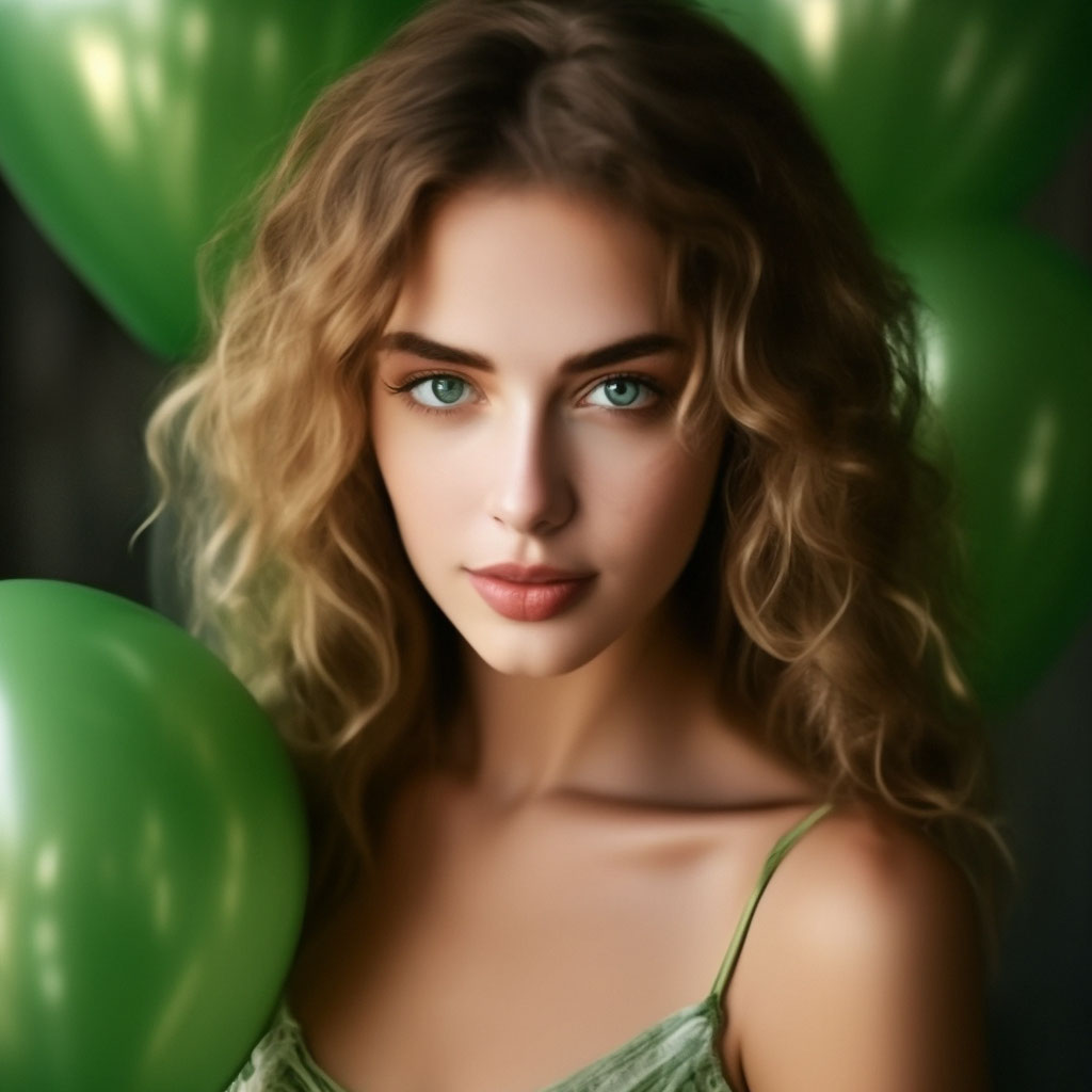 Красивая девушка с зелеными глазами …» — создано в Шедевруме