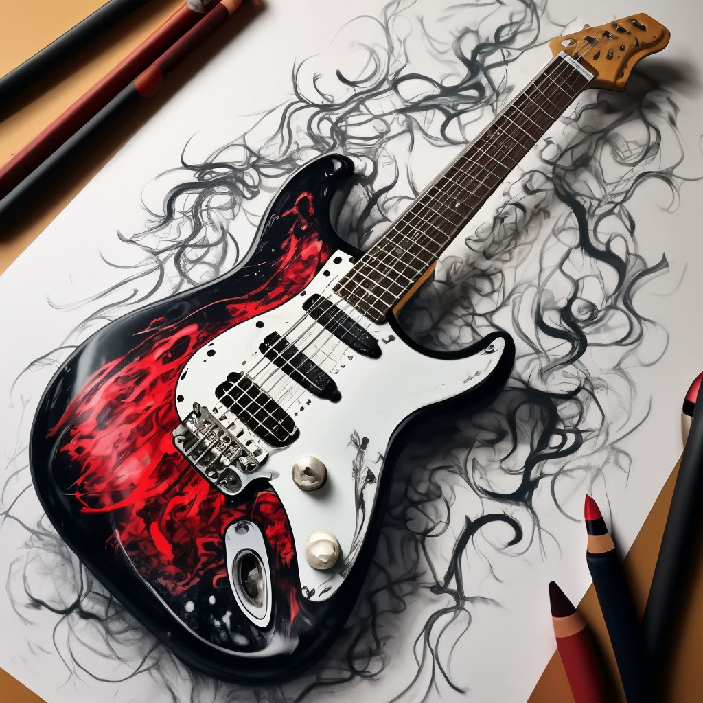 how to draw an electric guitar