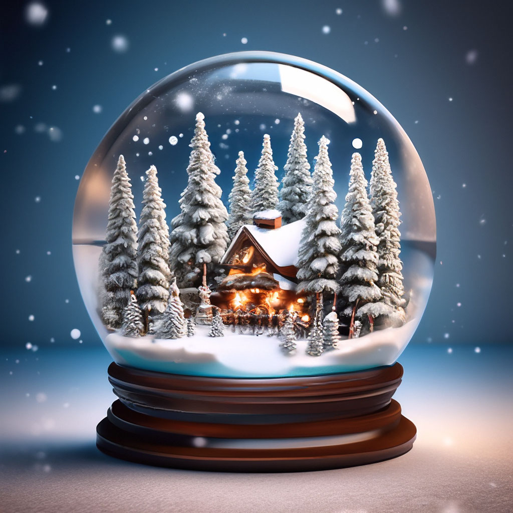 Снежный шар с зимним лесом» — создано в Шедевруме