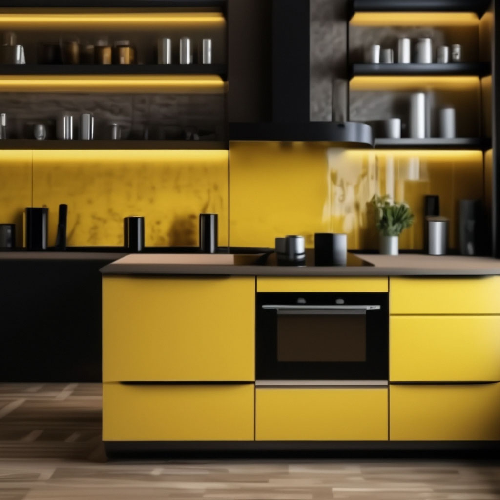 Кухня в желто черном цвете (64 фото)