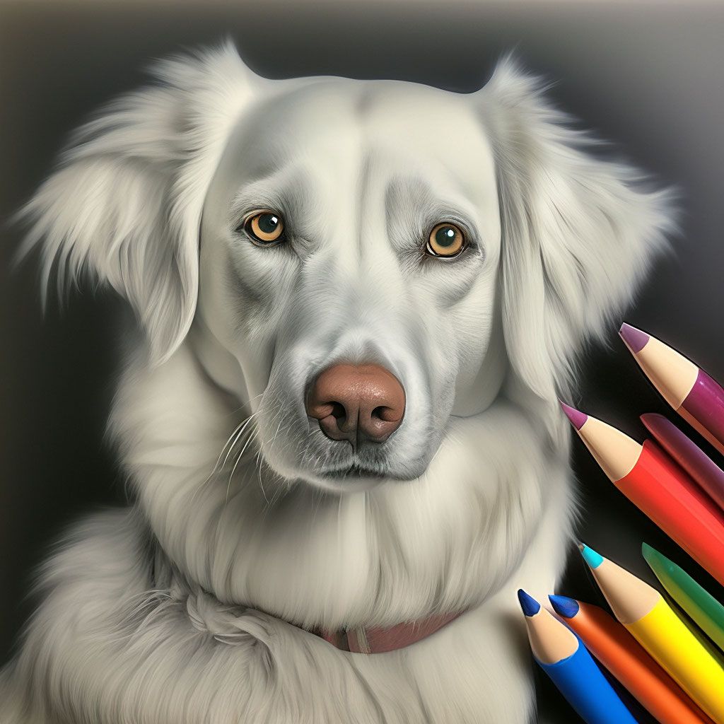Собака белая болонка, рисунок …» — создано в Шедевруме
