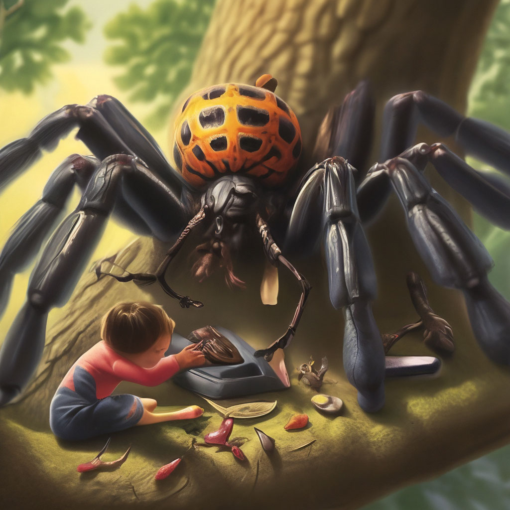 На дереве был огромный паук который…» — создано в Шедевруме