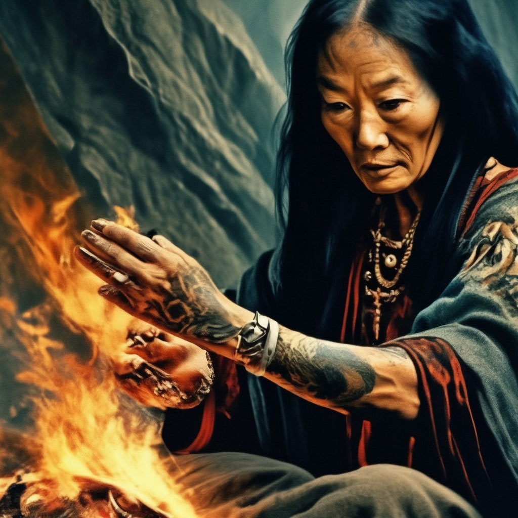 Старая женщина, колдунья, азиатка, …» — создано в Шедевруме