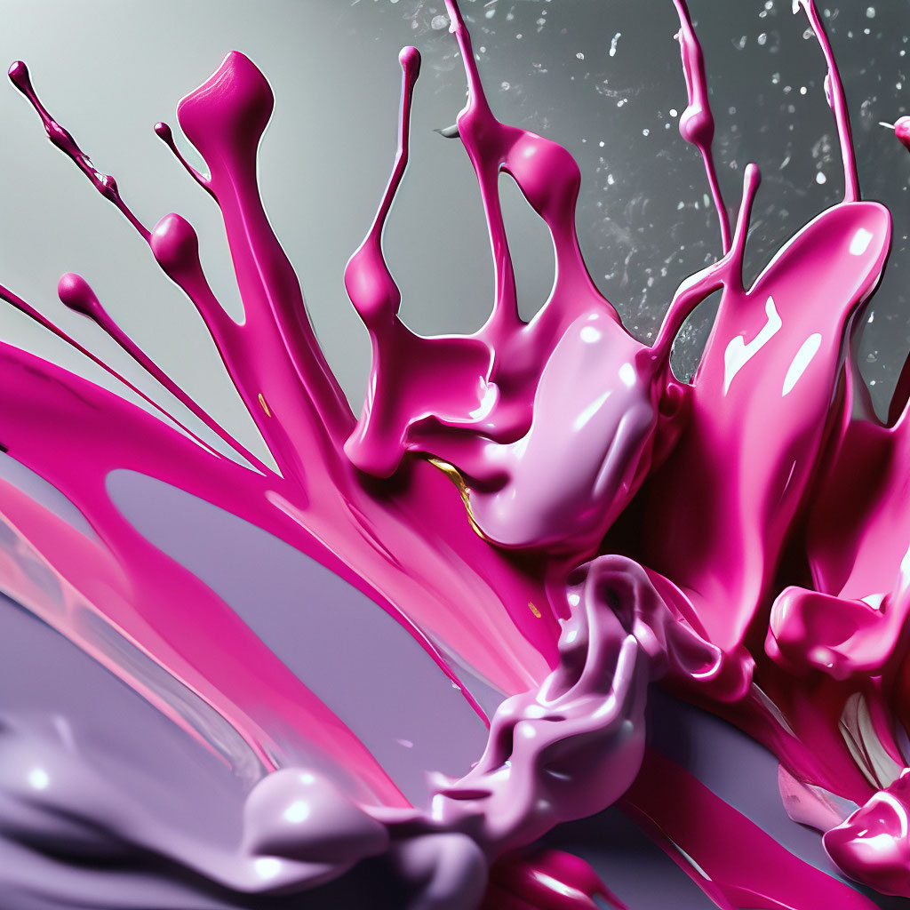Брызги розовой краски на сером фоне…» — создано в Шедевруме