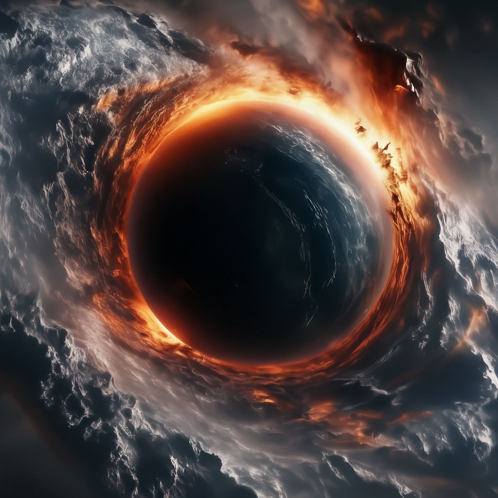 "A black hole swallows the earth" — image created in Shedevrum