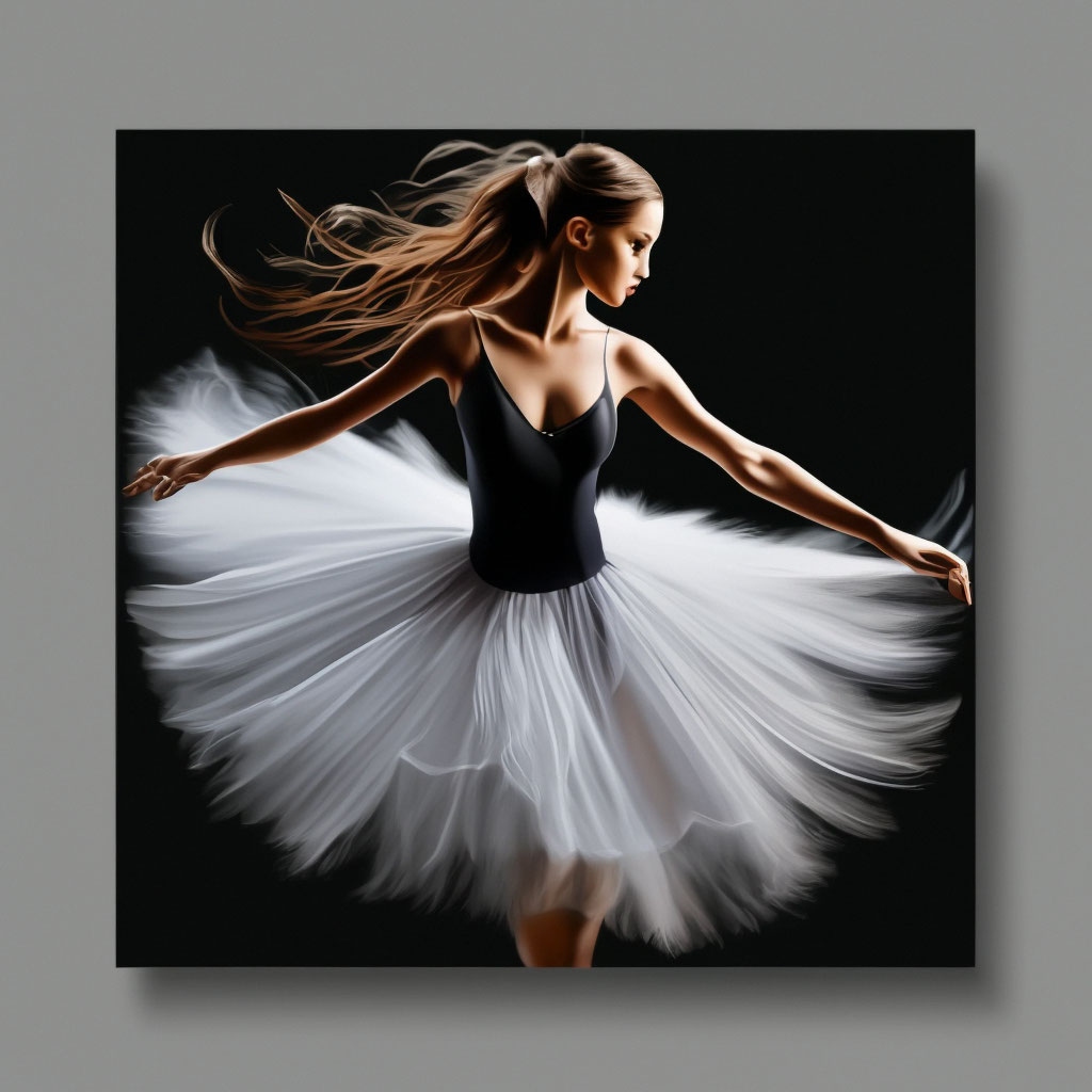 Балет, Эскиз белым цветом на черном…» — создано в Шедевруме