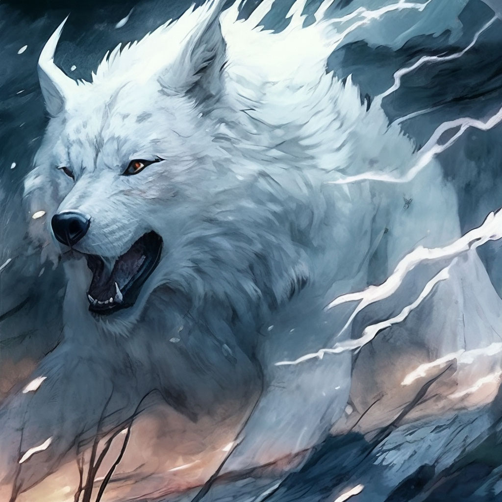 Райдзю, белый волк весь окутанный …» — создано в Шедевруме