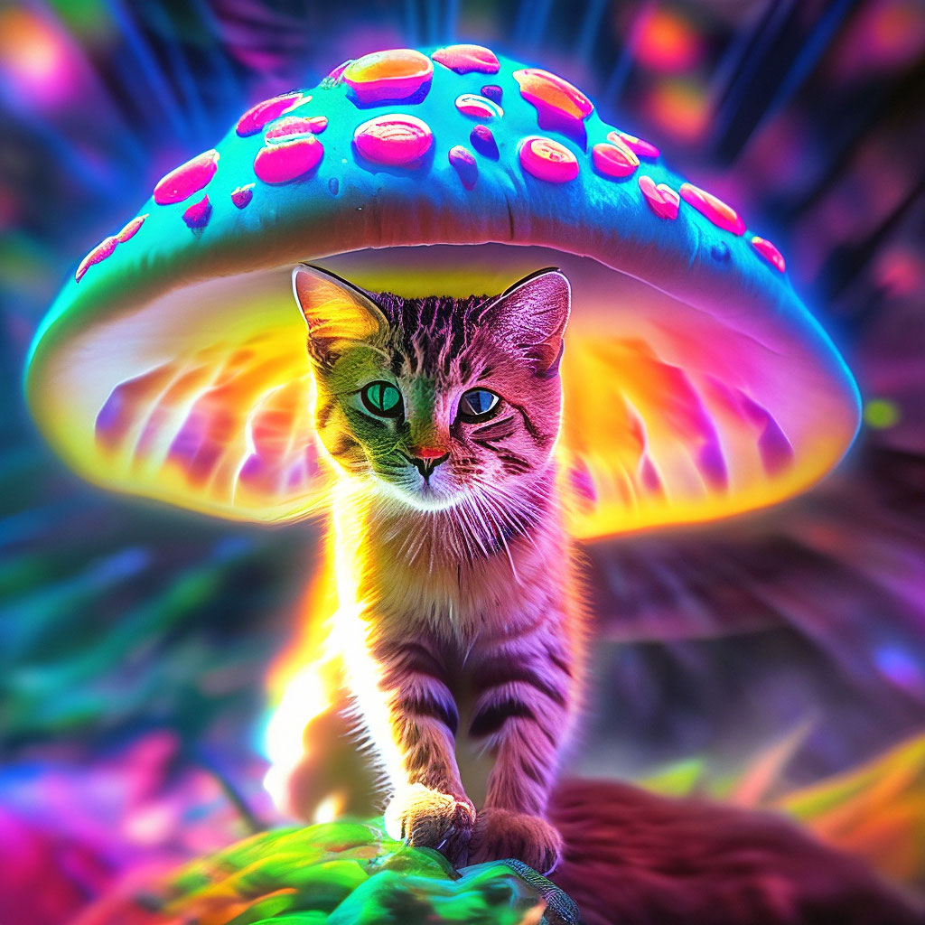 Trippy Mushroom hotsell Rainbow Cat painting