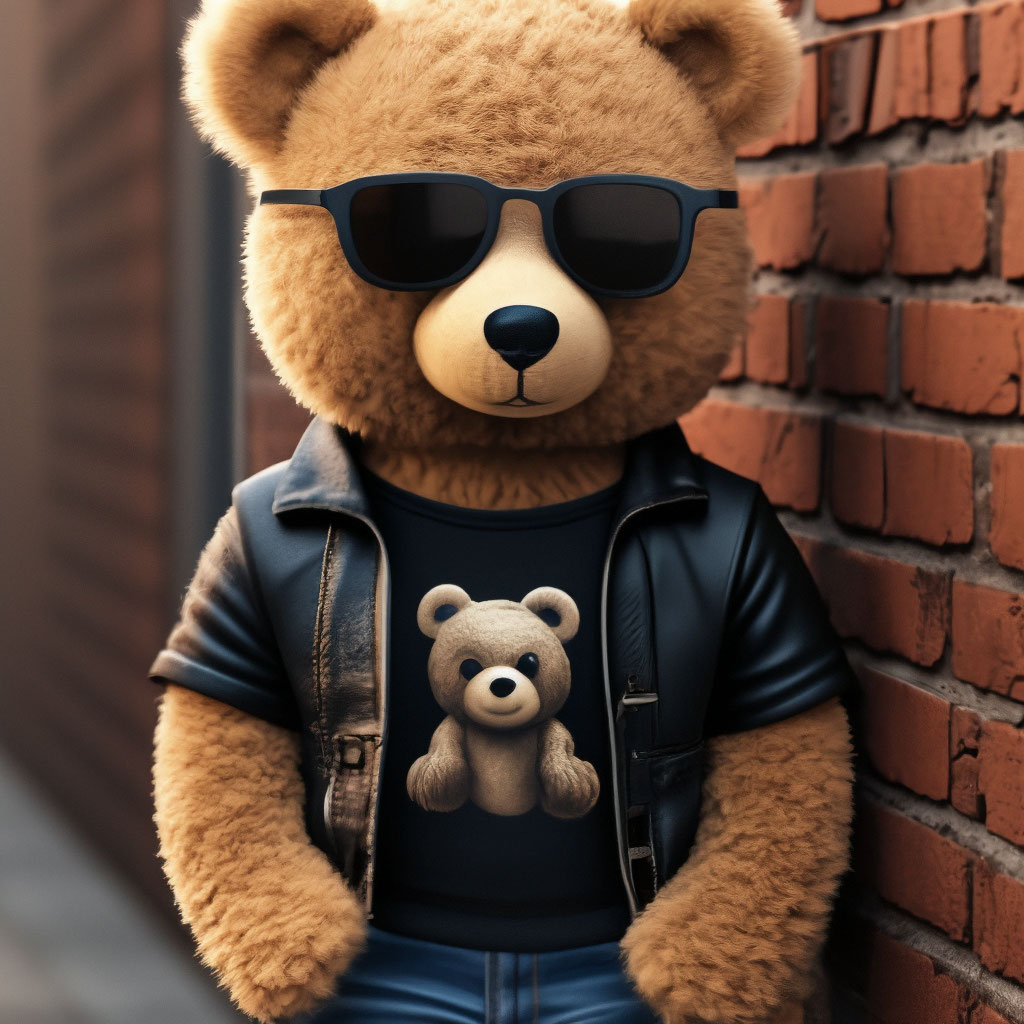 A teddy bear wearing sunglasses