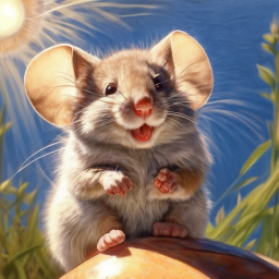 «Fluffy mouse enjoys the sun.» — video created in Shedevrum
