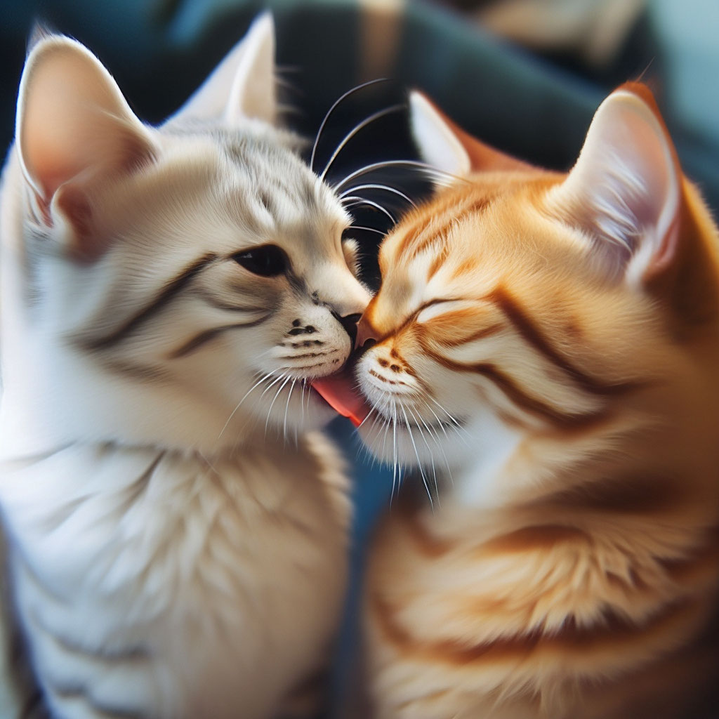 Милые котики целуются