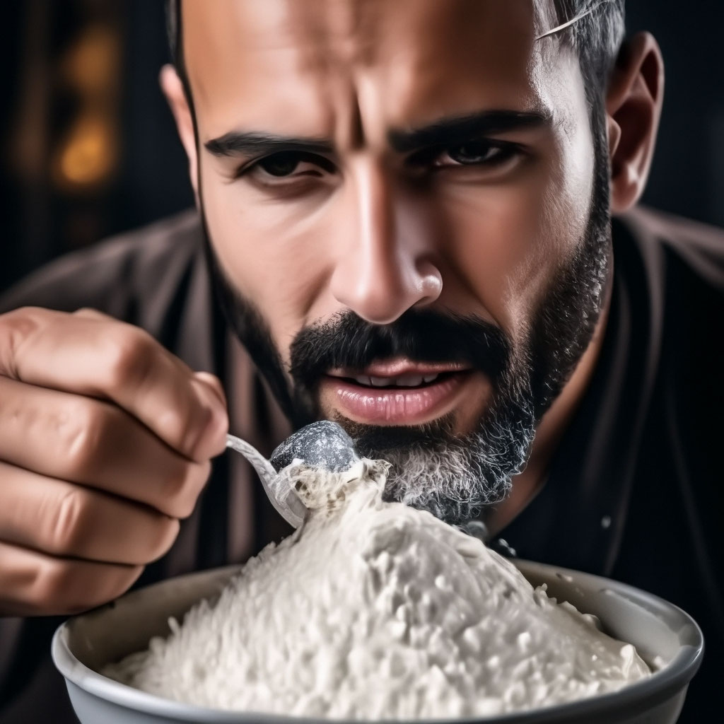 «Мужик ест аргентинскую муку» — создано в Шедевруме