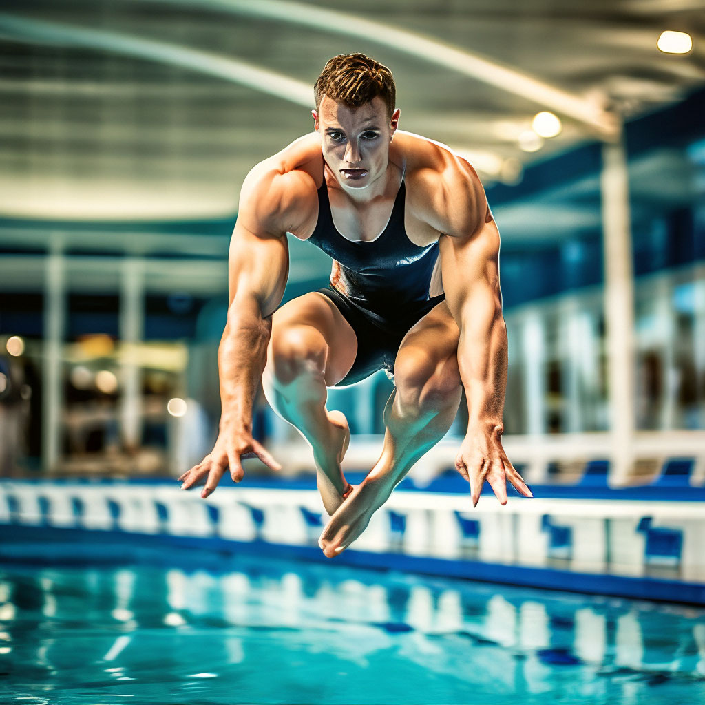 Мужчина спортсмен в бассейне прыгнул…» — создано в Шедевруме