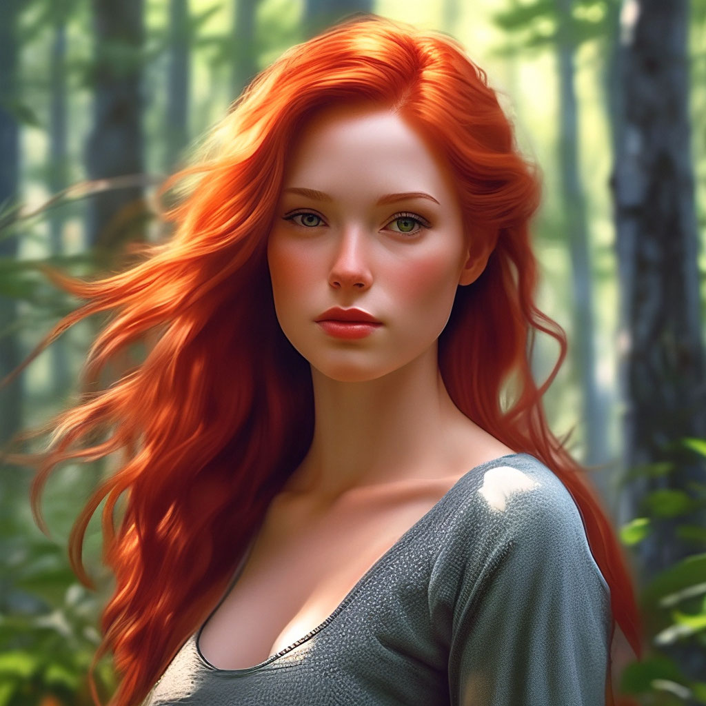 Реалистичная красивая рыжая девушка в…» — создано в Шедевруме