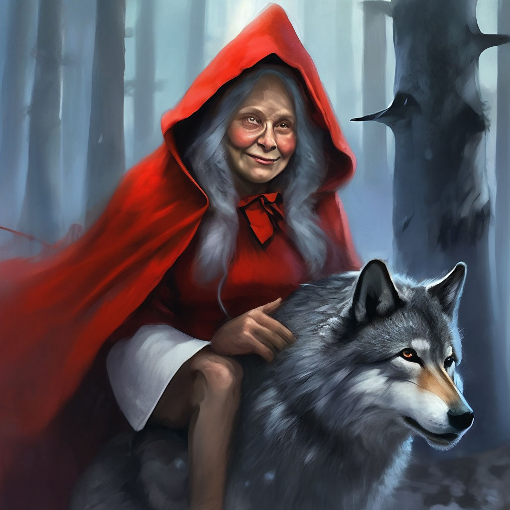 Красная шапочка, бабушка, волк» — картинка создана в Шедевруме