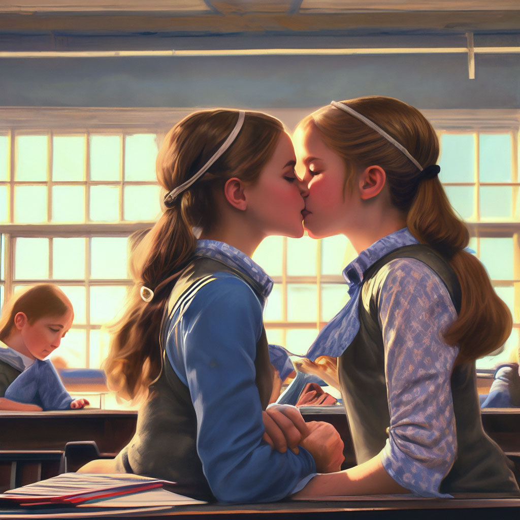 Первый поцелуй. Маленькие мальчик и девочка целуются.Дореволюционная черно-белая открытка.