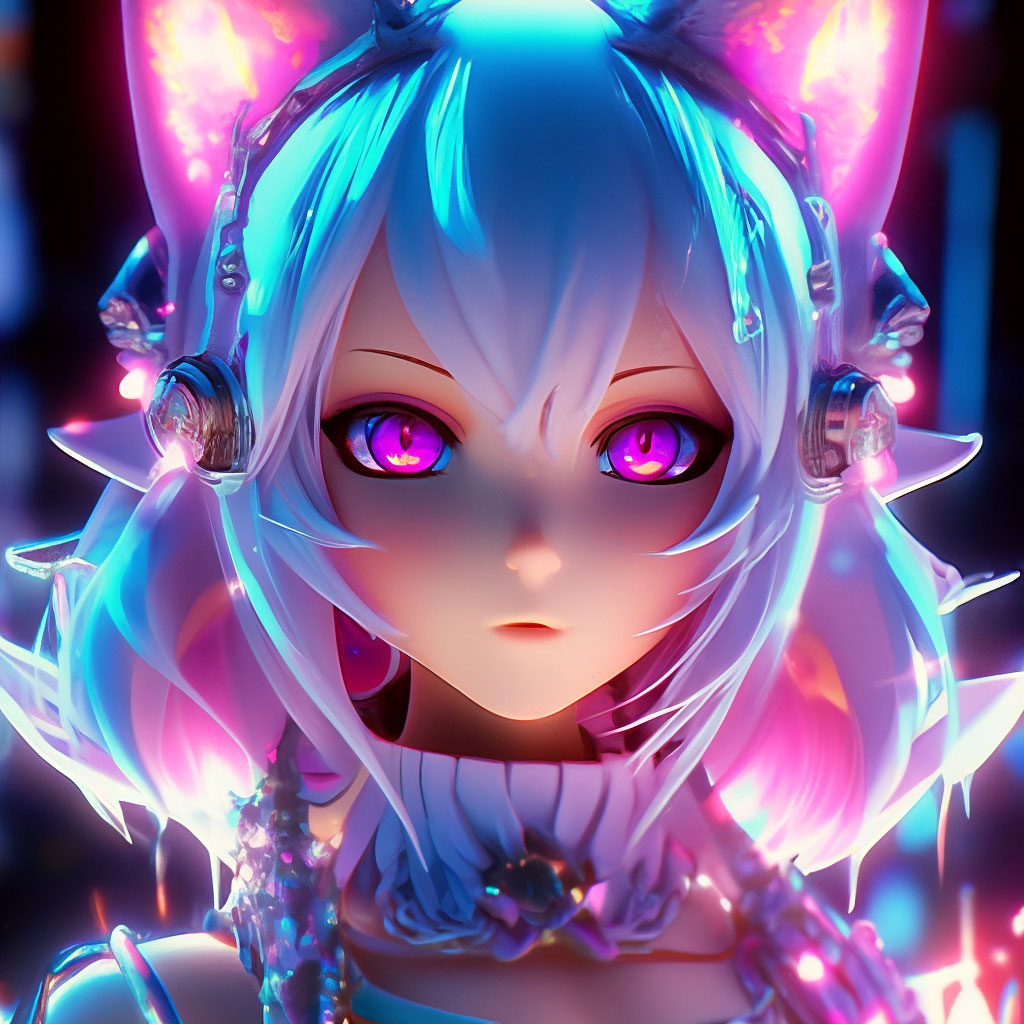 Anime, neko fractal girl, девочка …» — создано в Шедевруме