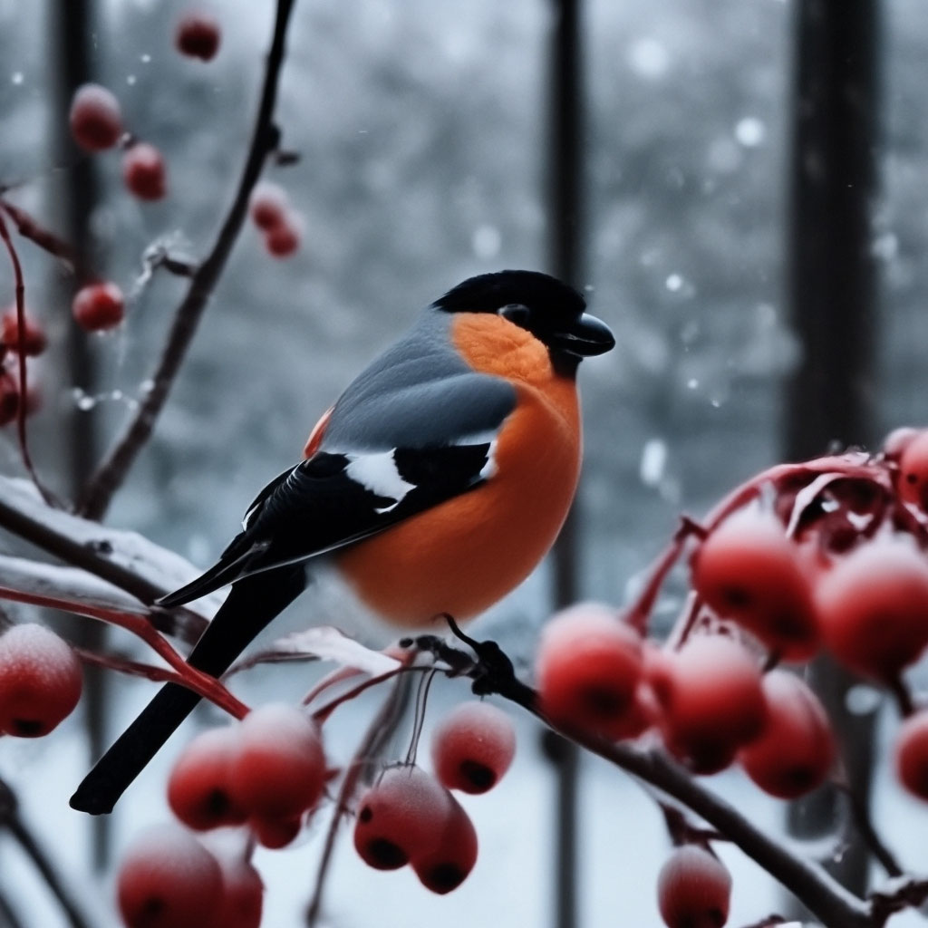 За Окошком Снегири Греют Куст …» — Создано В Шедевруме
