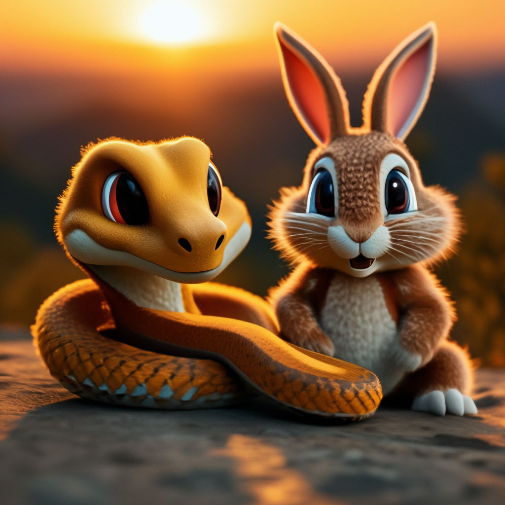 Cartoon Rabbits And Snakes
