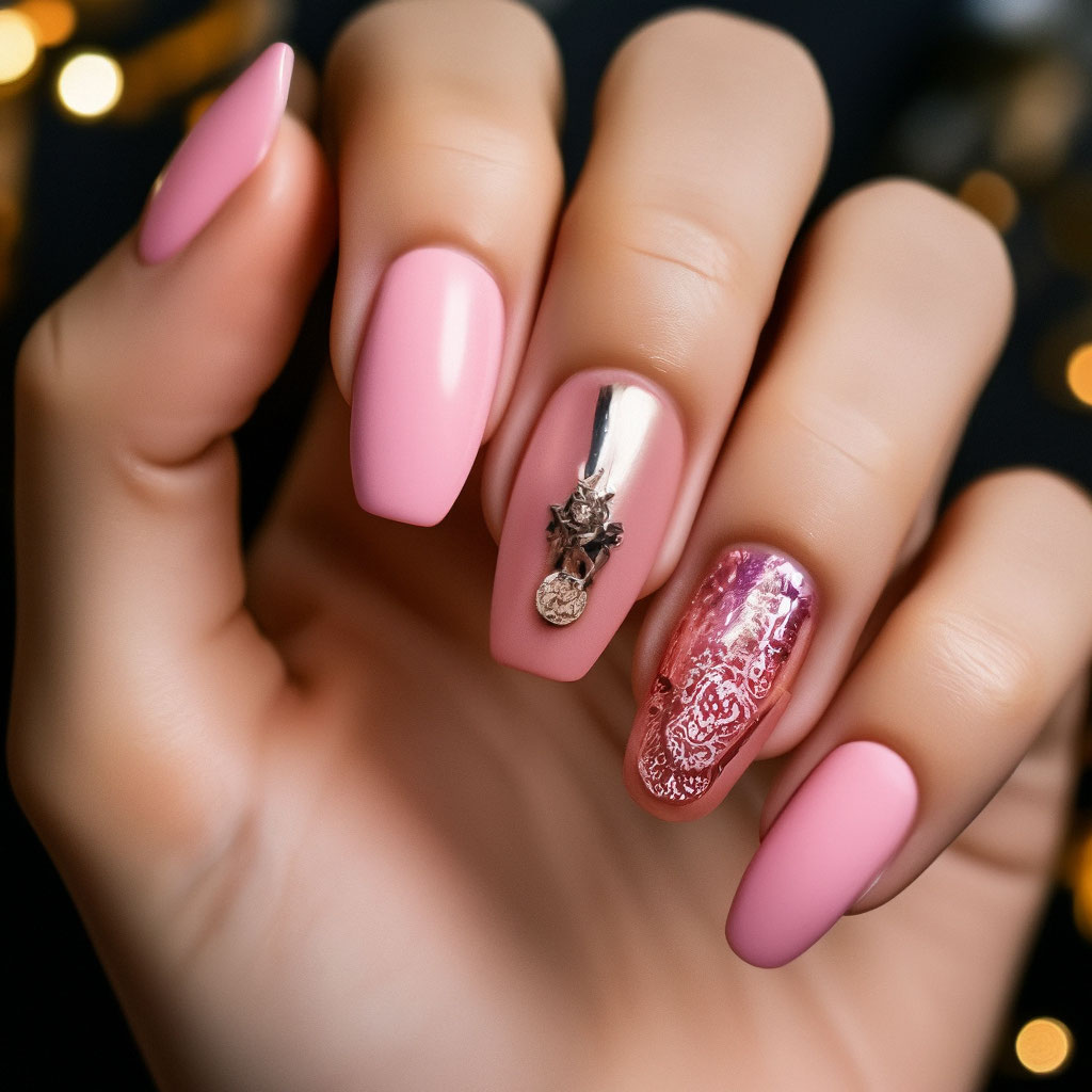Шикарные розовые ногти (63 фото)