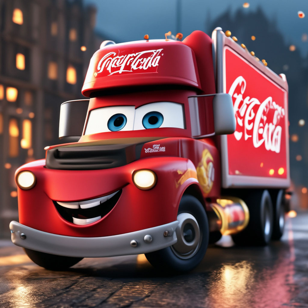 Coca-Cola truck by Pixar lightning McQeen, the holiday comes