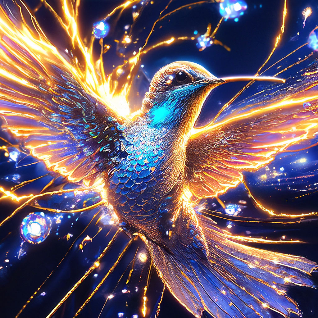 «A masterpiece illustration of an intergalactic hummingbird created ...