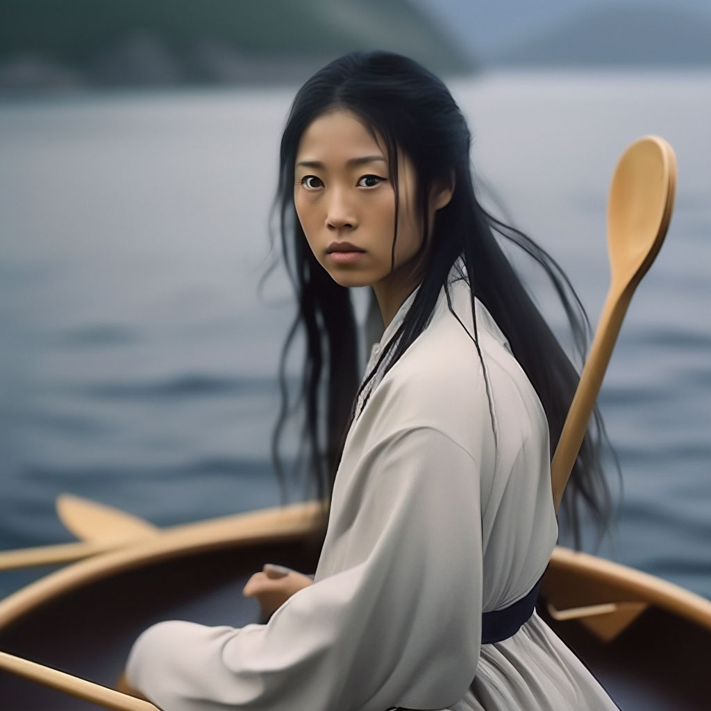 Фото красивой японки Рин Камбе длина волос которой превышает высоту ее роста