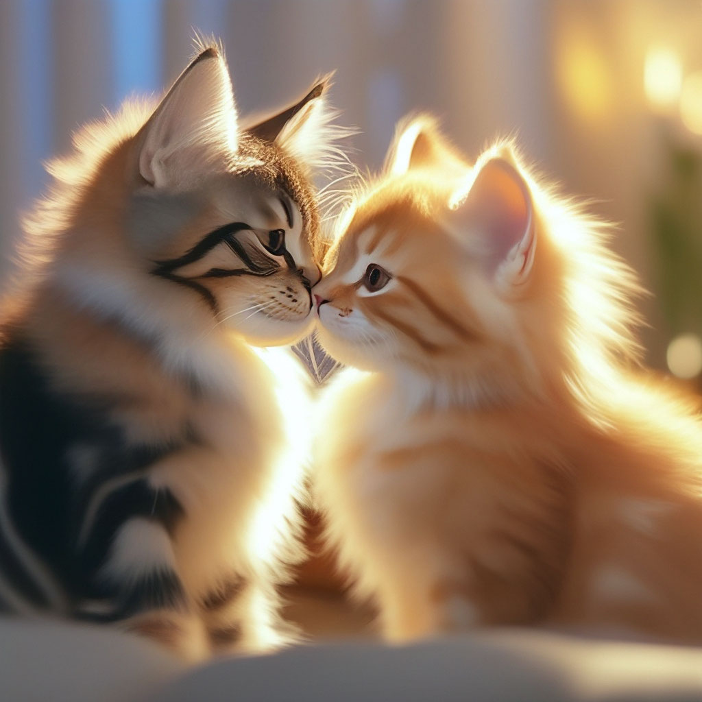 Два милых котика целуются, …» — создано в Шедевруме