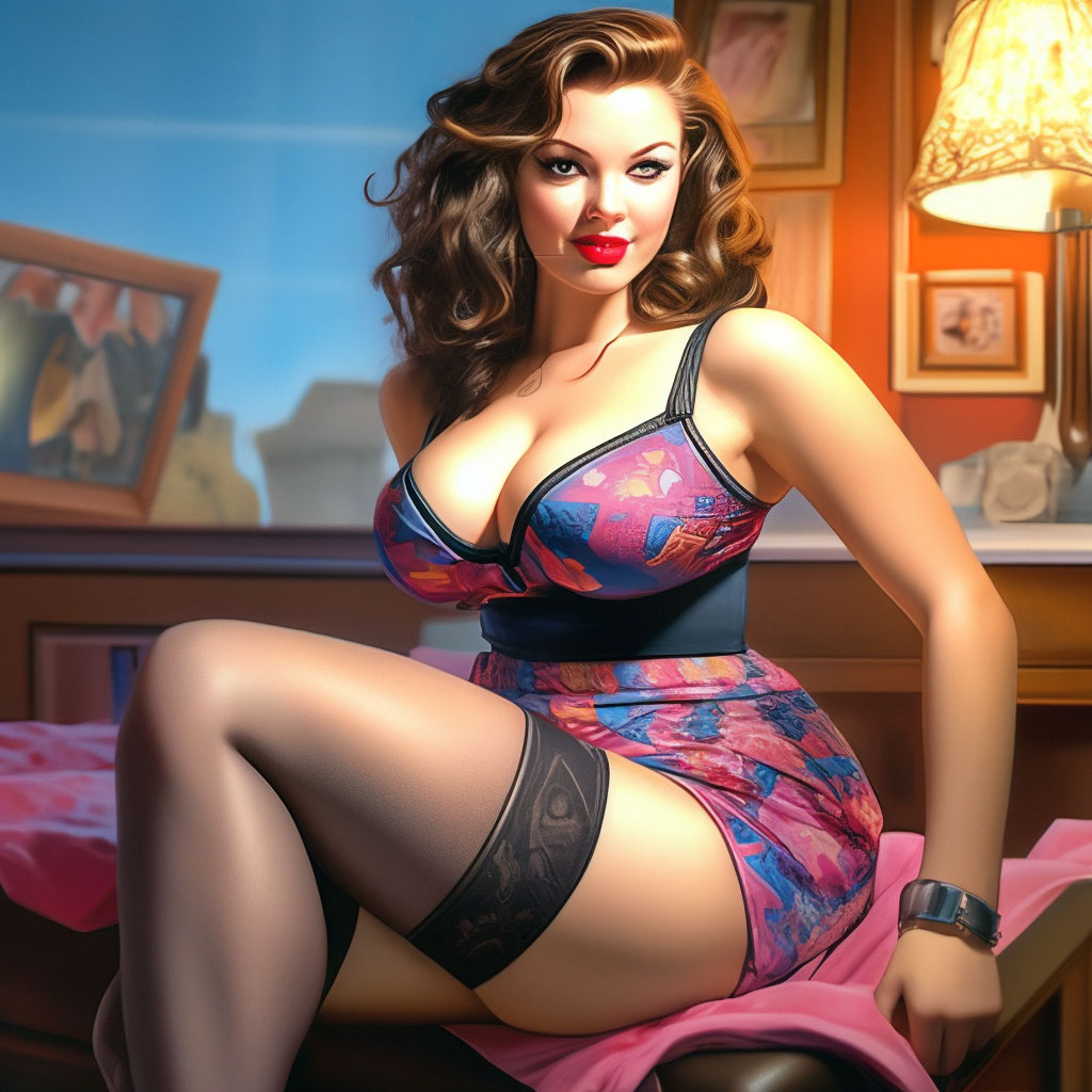 Pin-up girl 2:3,красивая грудастая …» — создано в Шедевруме