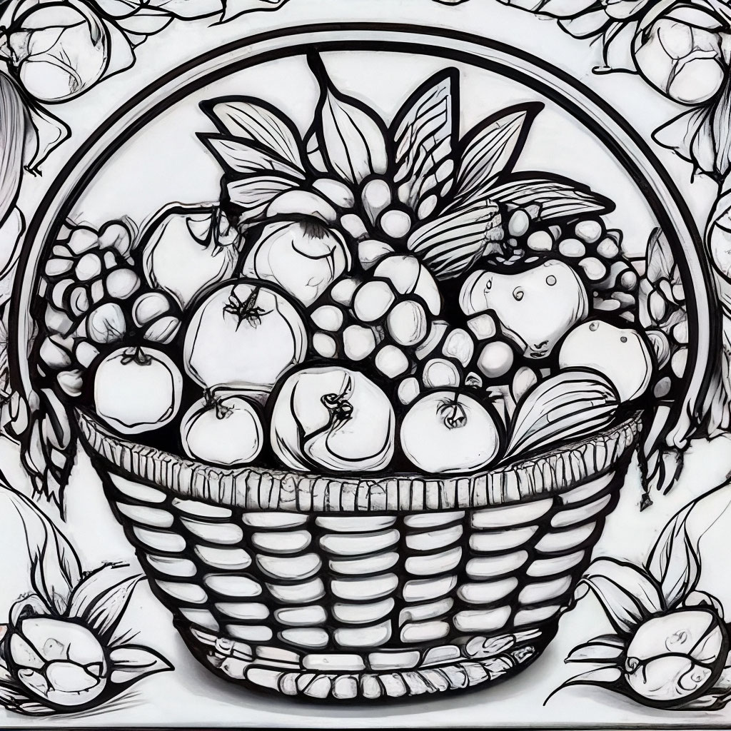 Рисунок корзина с фруктами и овощами - 65 фото
