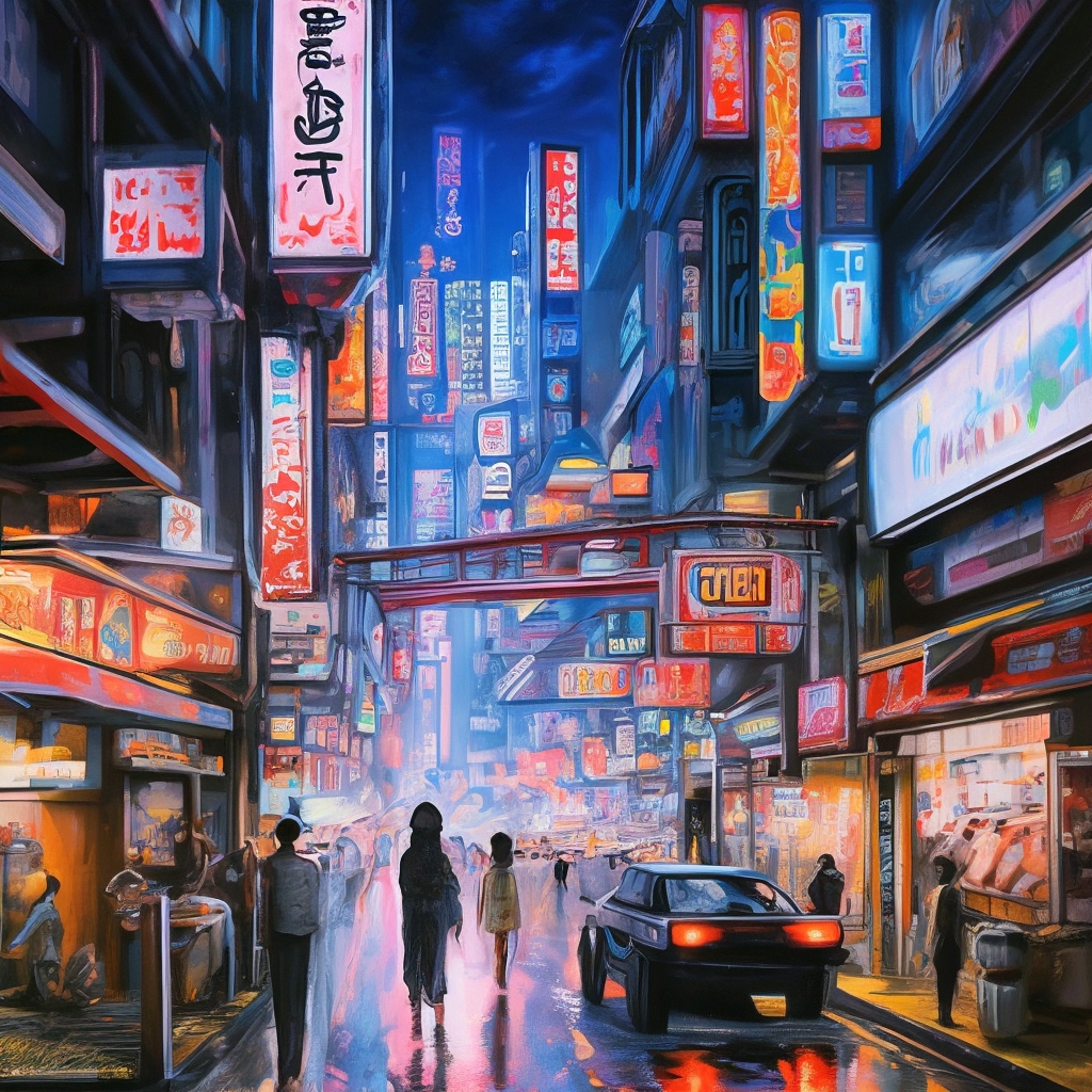 Night Tokyo, cyberpunk, картина …» — создано в Шедевруме