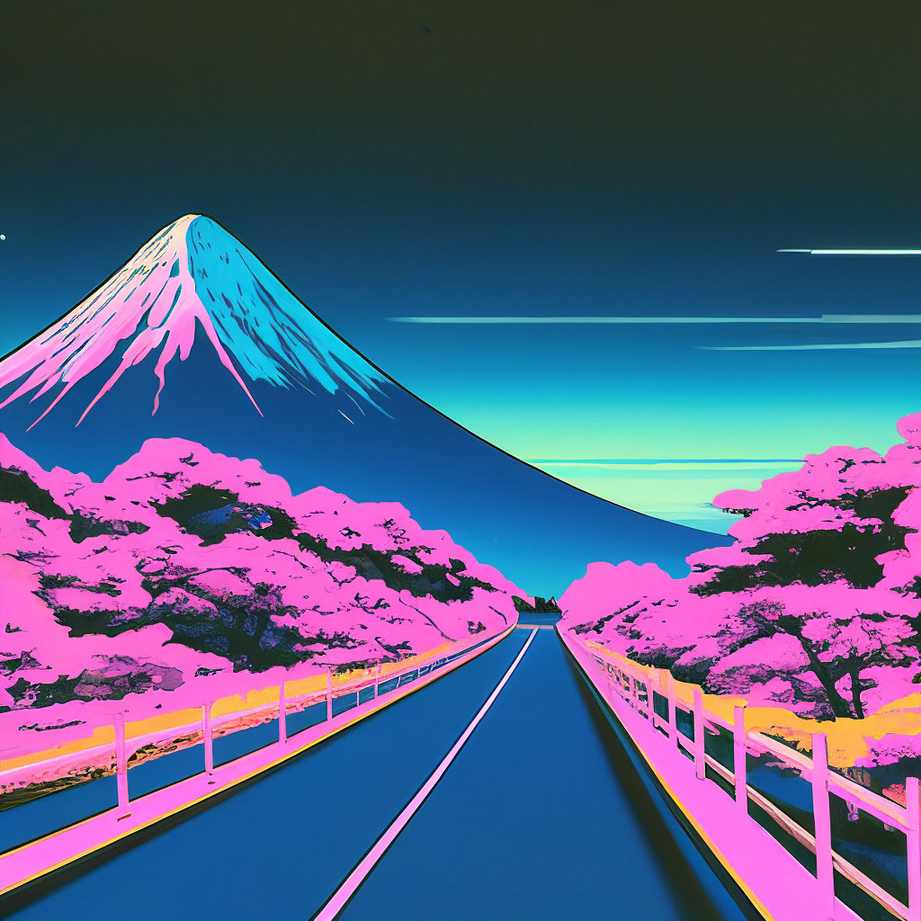 Фон япония гора, дорога, цвета …» — создано в Шедевруме