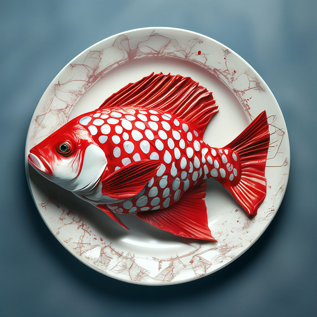 Красивая с красной чешуей рыба на …» — создано в Шедевруме