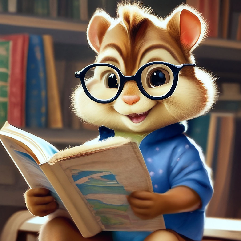 ✨✨✨ Саймон в очках, читает книгу, …» — создано в Шедевруме