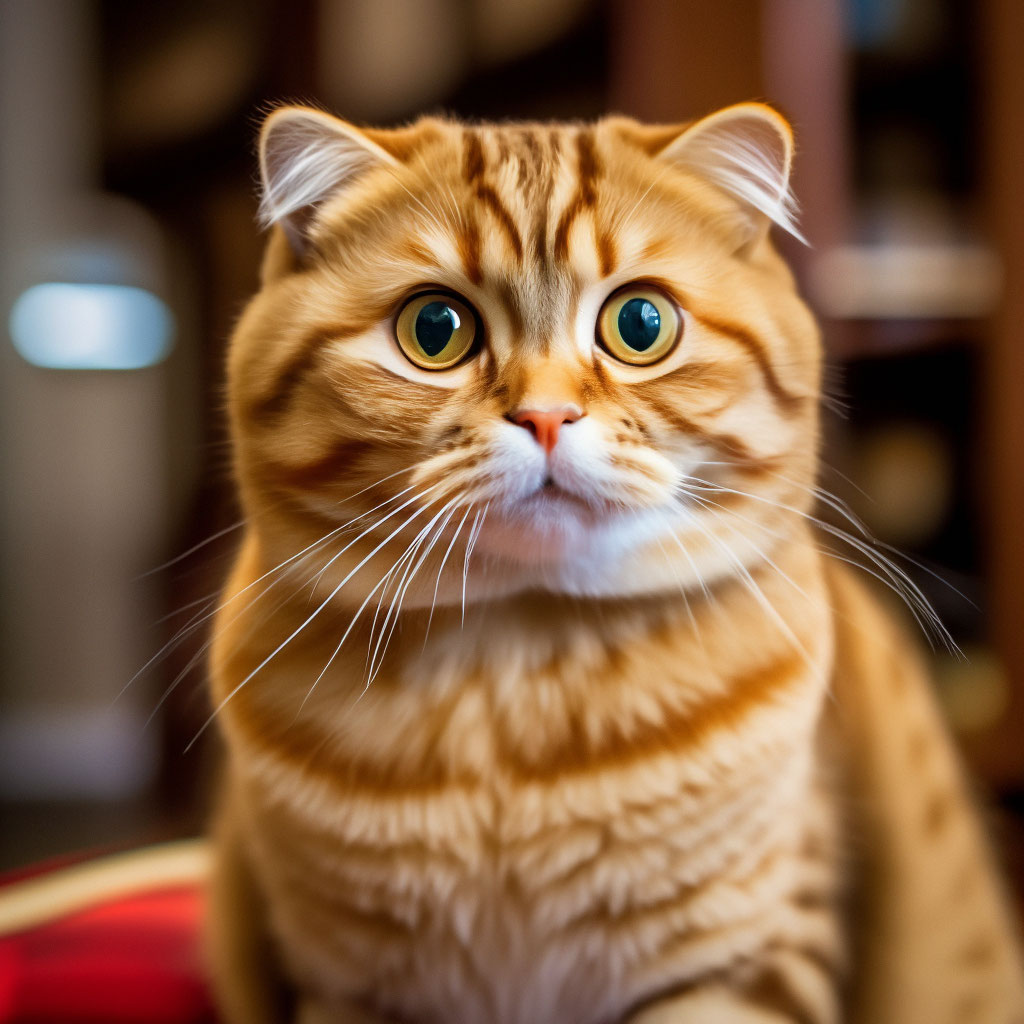 Шотландский рыжий вислоухий кот …» — создано в Шедевруме