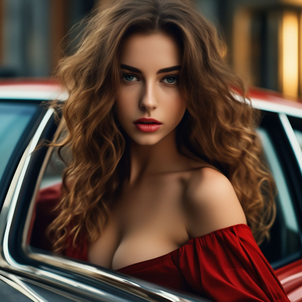 Красивая девушка в автомобили» — создано в Шедевруме