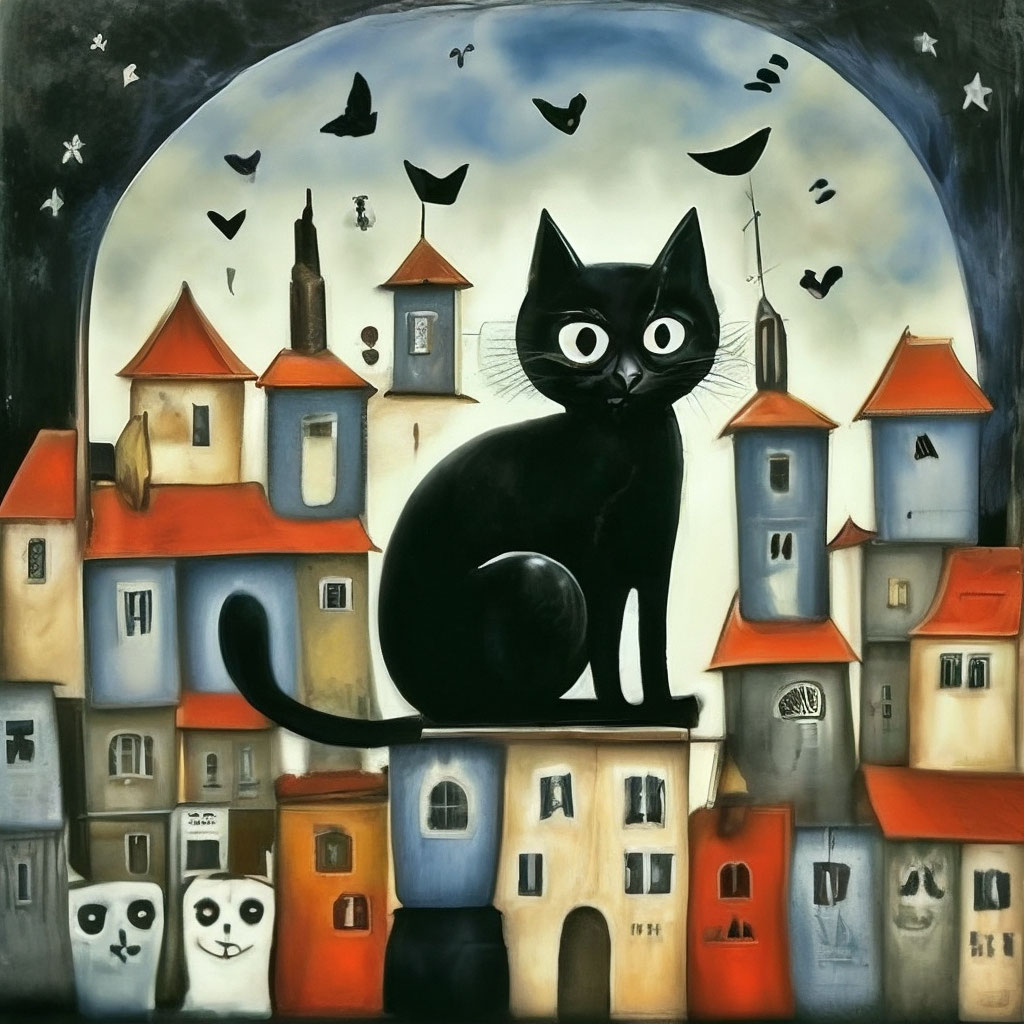Жил да был черный кот за углом. …» — создано в Шедевруме