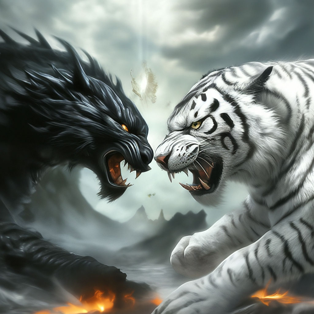 Тигр против дракона: кто сильнее?» — создано в Шедевруме