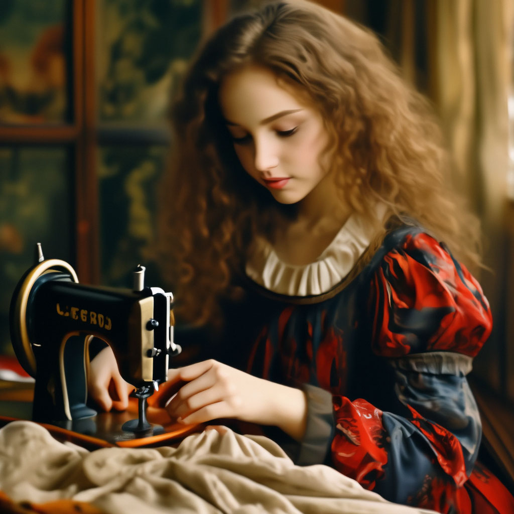 Girl Sewing