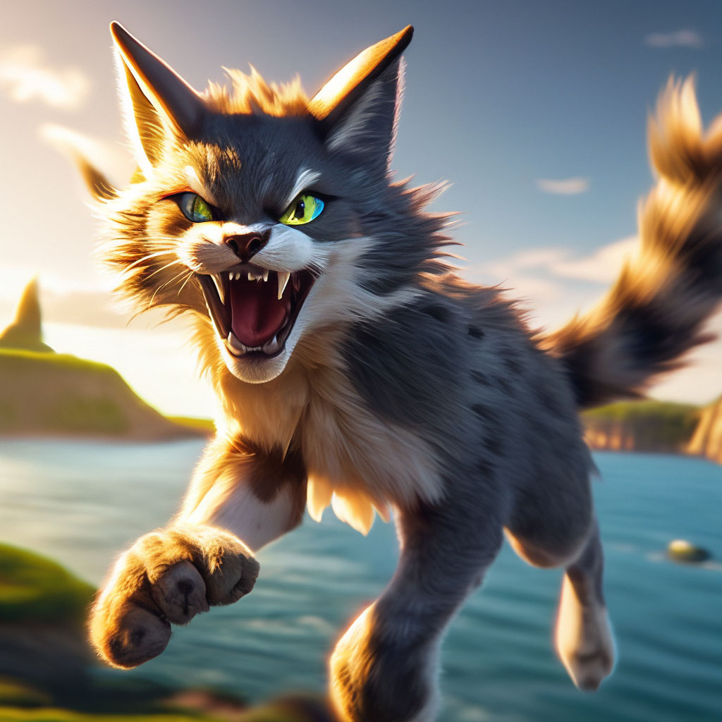 Hybrid of a cat and a wolf , catwolf … — image created in Shedevrum